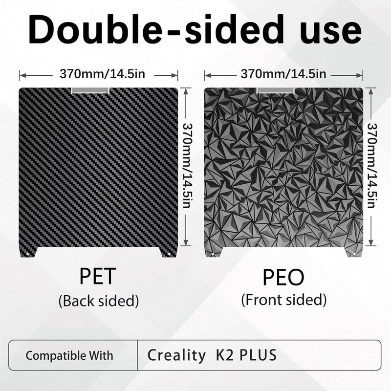 Wefuit for Creatily K2 Plus Build Plate 370x370mm Double Sided Textured PEO PEY Sheet HeatingBed Spring Steel Flexible 3D Printer Platform for Creatily K2 Plus 3D Printer (Large Diamond PEO + PET) - Image 5